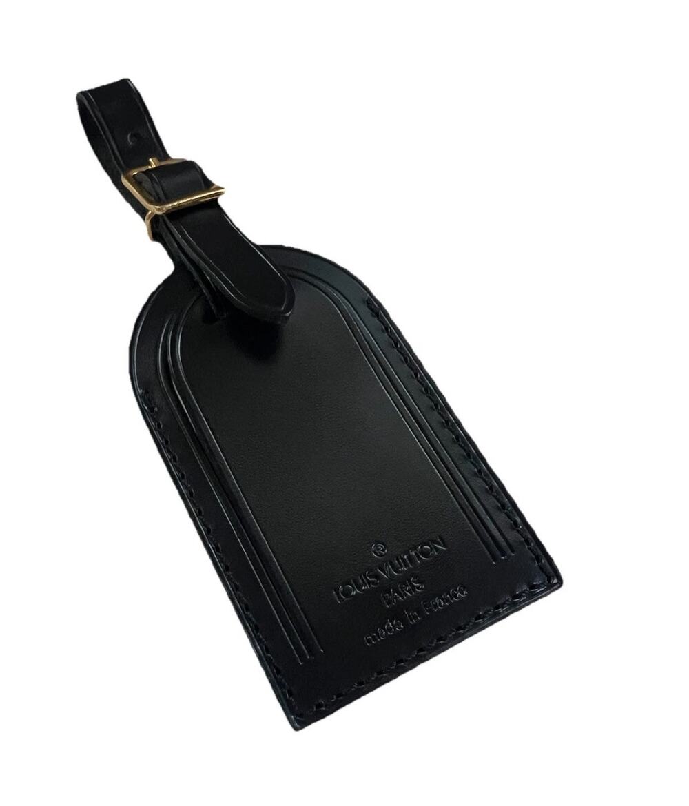 Louis Vuitton Black Leather Name Tag Large Gold-tone France